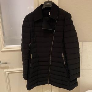Moncler Black Down Jacket with Wool Trim